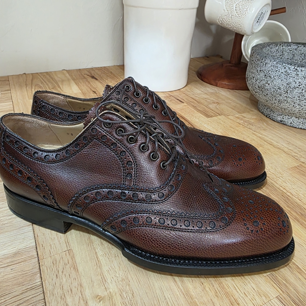 Men's Brown Wingtip Brogue Dress Shoes